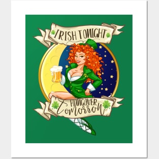 Irish Tonight Hungover Tomorrow St. Patrick's Day Drinking Gift Posters and Art